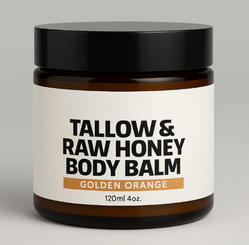 Tallow & Raw Honey Body Balm (Golden Orange Scent) 4oz